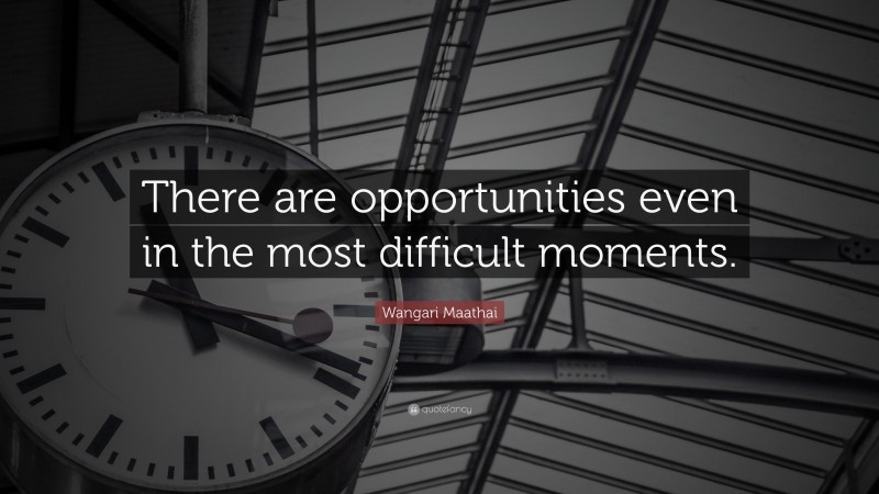 Wangari Maathai Quote: “There are opportunities even in the most difficult moments.”