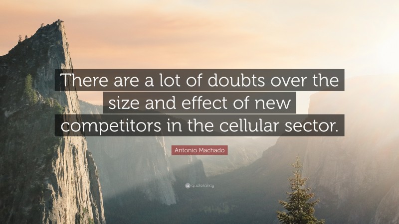 Antonio Machado Quote: “There are a lot of doubts over the size and effect of new competitors in the cellular sector.”