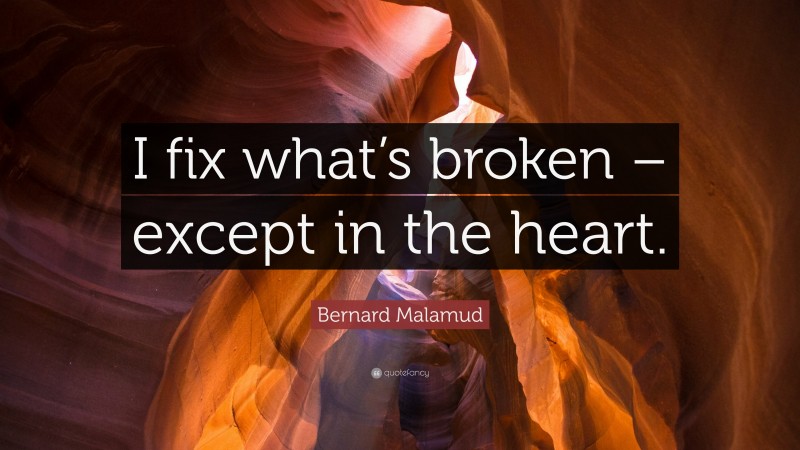 Bernard Malamud Quote: “I fix what’s broken – except in the heart.”