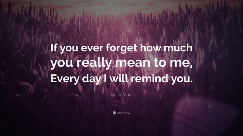 Bruno Mars Quote: “If you ever forget how much you really mean to me, Every day I will remind you.”