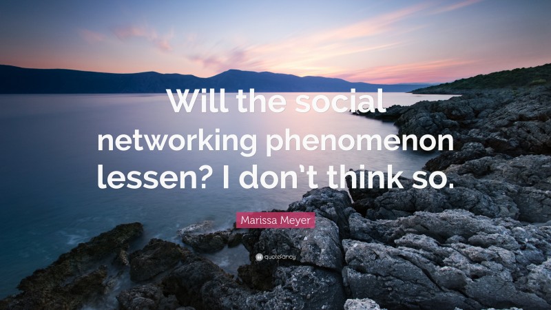 Marissa Meyer Quote: “Will the social networking phenomenon lessen? I don’t think so.”