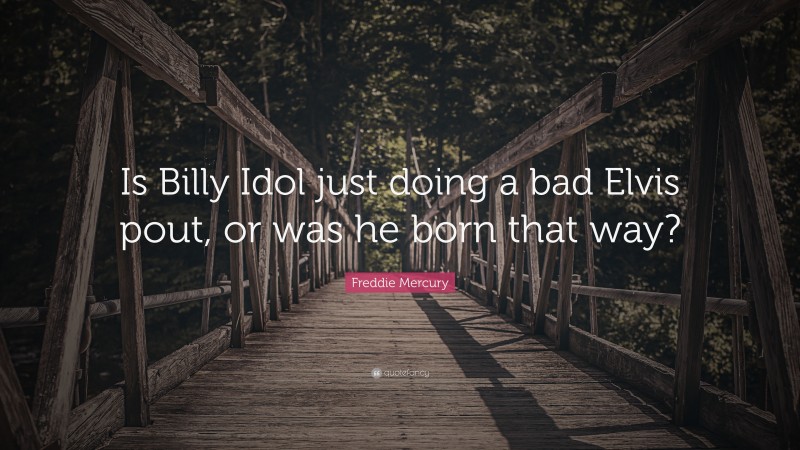 Freddie Mercury Quote: “Is Billy Idol just doing a bad Elvis pout, or was he born that way?”