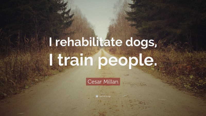 Cesar Millan Quote: “I rehabilitate dogs, I train people.”