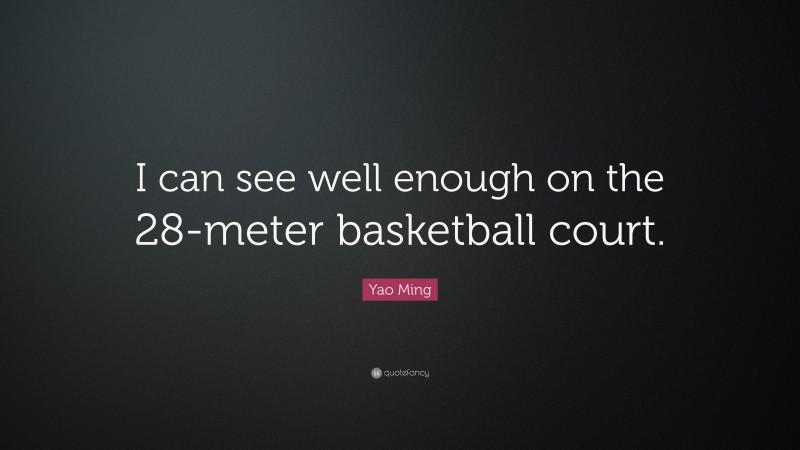 Yao Ming Quote: “I can see well enough on the 28-meter basketball court.”