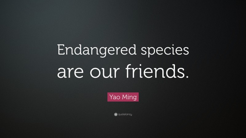 Yao Ming Quote: “Endangered species are our friends.”