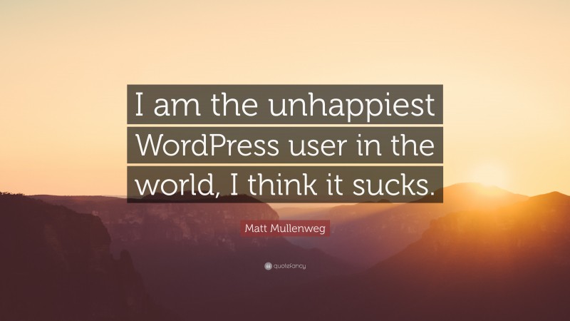 Matt Mullenweg Quote: “I am the unhappiest WordPress user in the world, I think it sucks.”