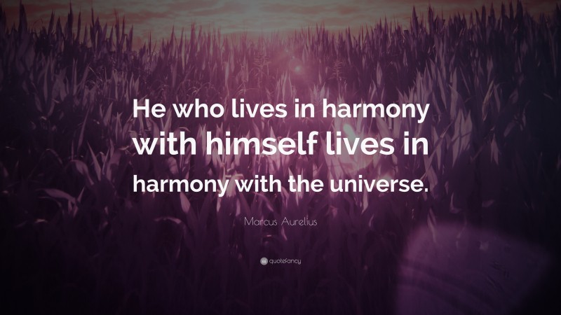 Marcus Aurelius Quote: “He who lives in harmony with himself lives in harmony with the universe.”