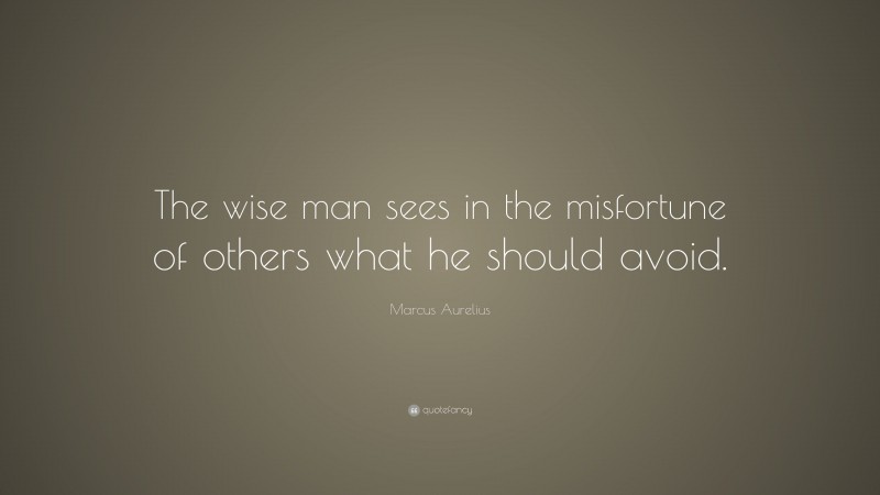 Marcus Aurelius Quote: “The wise man sees in the misfortune of others what he should avoid.”