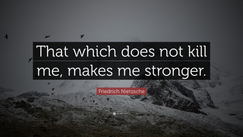 Friedrich Nietzsche Quote: “That which does not  kill me, makes me stronger.”
