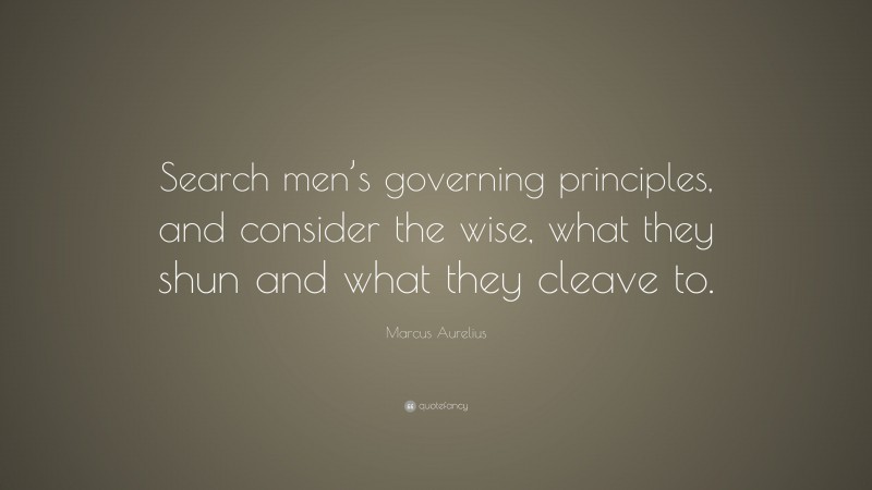 Marcus Aurelius Quote: “Search men’s governing principles, and consider the wise, what they shun and what they cleave to.”