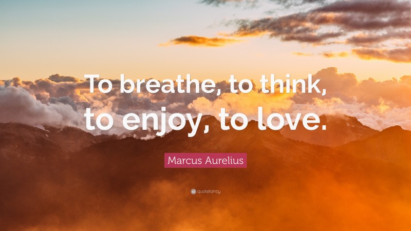 Marcus Aurelius Quote: “To breathe, to think, to enjoy, to love.”