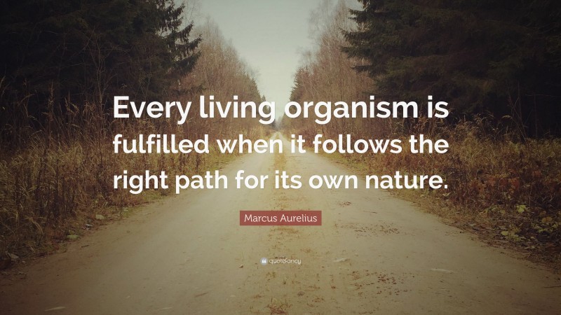 Marcus Aurelius Quote: “Every living organism is fulfilled when it follows the right path for its own nature.”