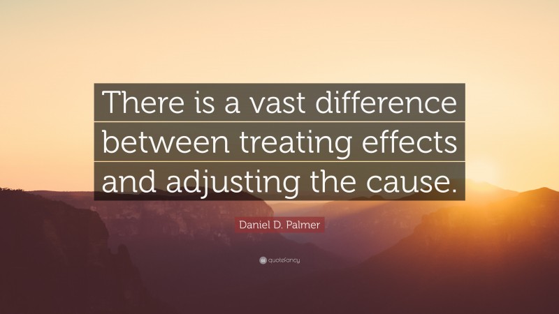 Daniel D. Palmer Quote: “There is a vast difference between treating effects and adjusting the cause.”