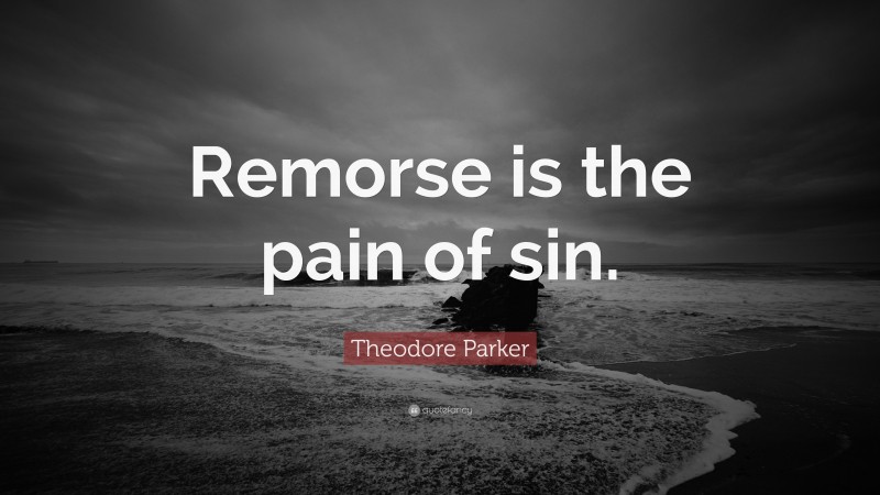 Theodore Parker Quote: “Remorse is the pain of sin.”