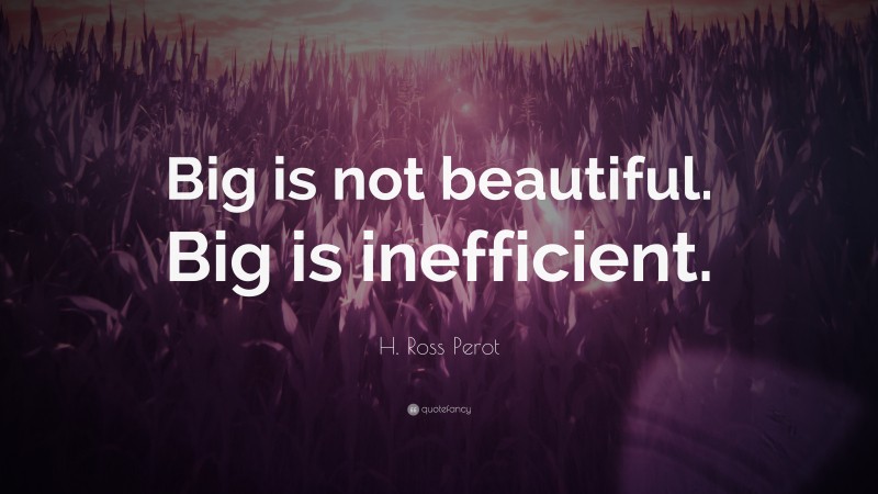 H. Ross Perot Quote: “Big is not beautiful. Big is inefficient.”