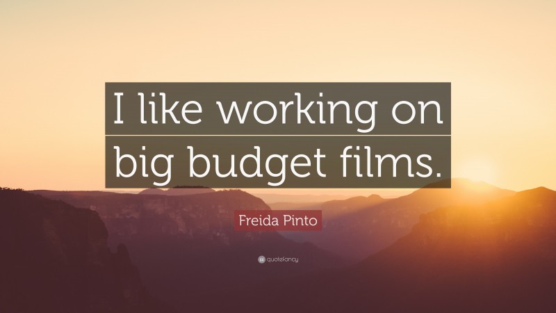 Freida Pinto Quote: “I like working on big budget films.”