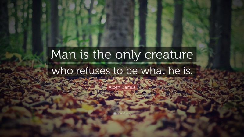 Albert Camus Quote: “Man is the only creature who refuses to be what he is.”