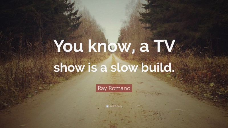 Ray Romano Quote: “You know, a TV show is a slow build.”