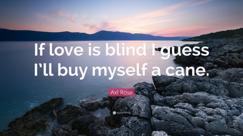 Axl Rose Quote: “If love is blind I guess I’ll buy myself a cane.”