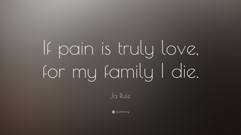 Ja Rule Quote: “If pain is truly love, for my family I die.”
