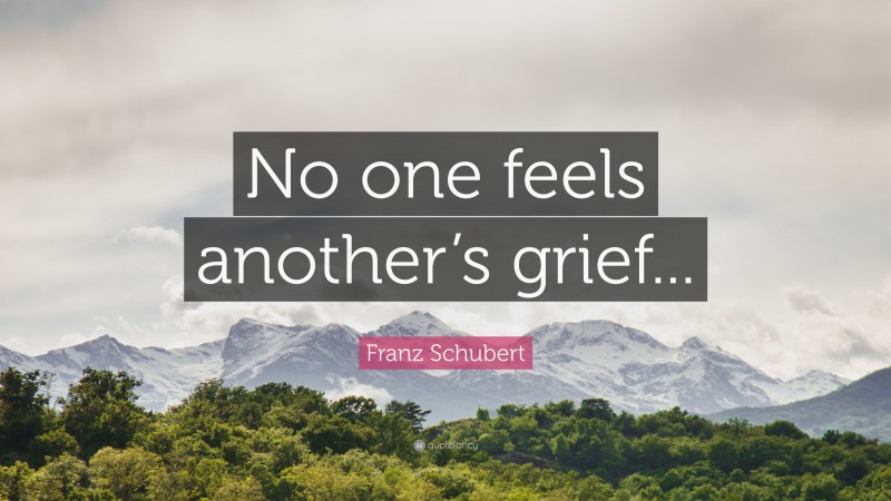 Franz Schubert Quote: “No one feels another’s grief...”