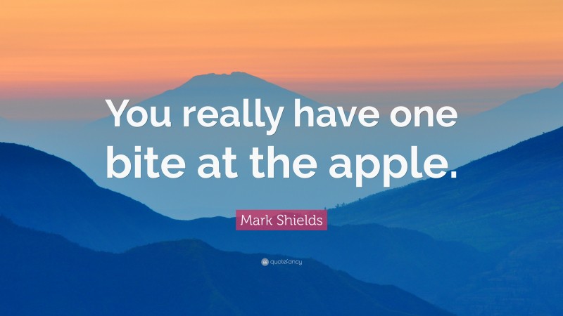 Mark Shields Quote: “You really have one bite at the apple.”