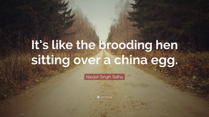 Navjot Singh Sidhu Quote: “It’s like the brooding hen sitting over a china egg.”