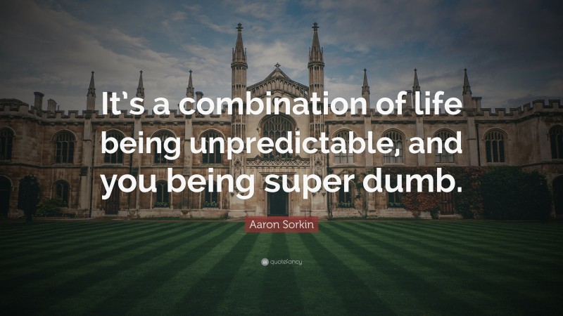 Aaron Sorkin Quote: “It’s a combination of life being unpredictable, and you being super dumb.”