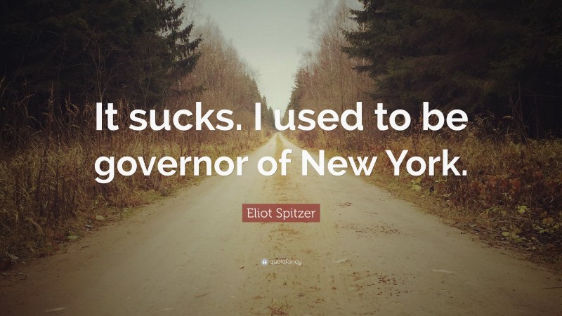 Eliot Spitzer Quote: “It sucks. I used to be governor of New York.”