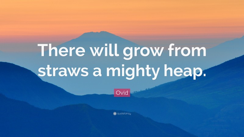 Ovid Quote: “There will grow from straws a mighty heap.”