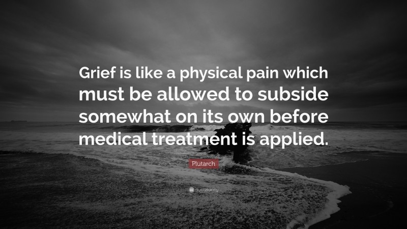 Plutarch Quote: “Grief is like a physical pain which must be allowed to subside somewhat on its own before medical treatment is applied.”
