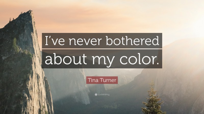 Tina Turner Quote: “I’ve never bothered about my color.”