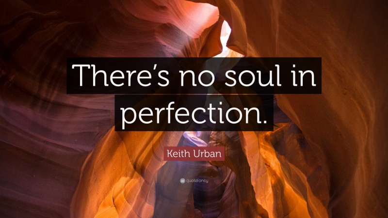 Keith Urban Quote: “There’s no soul in perfection.”