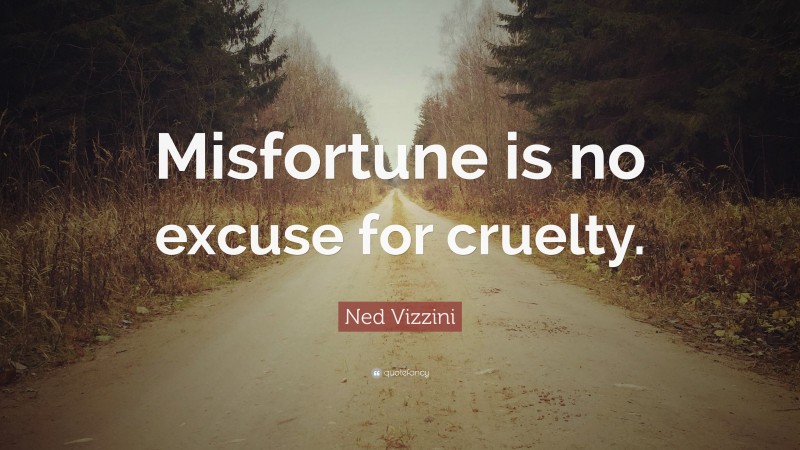 Ned Vizzini Quote: “Misfortune is no excuse for cruelty.”