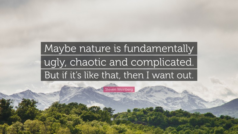 Steven Weinberg Quote: “Maybe nature is fundamentally ugly, chaotic and complicated. But if it’s like that, then I want out.”