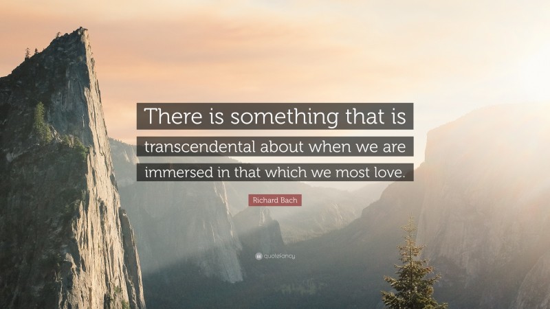 Richard Bach Quote: “There is something that is transcendental about when we are immersed in that which we most love.”