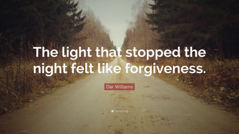 Dar Williams Quote: “The light that stopped the night felt like forgiveness.”