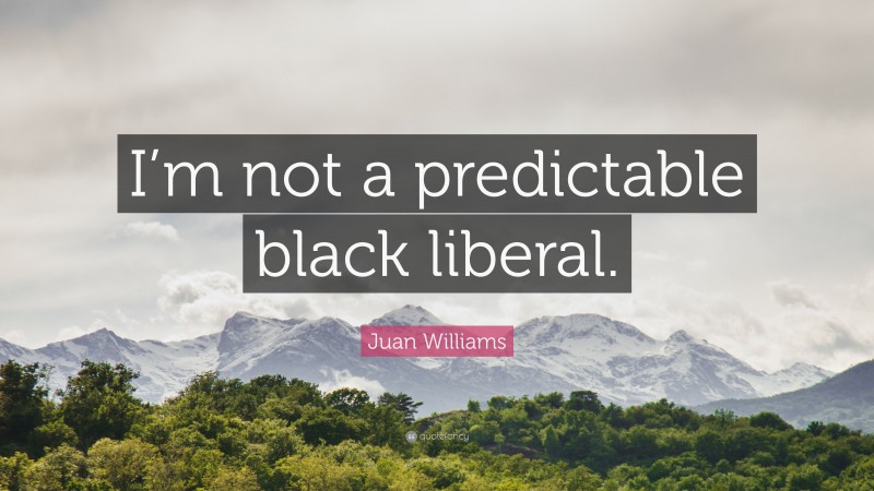 Juan Williams Quote: “I’m not a predictable black liberal.”