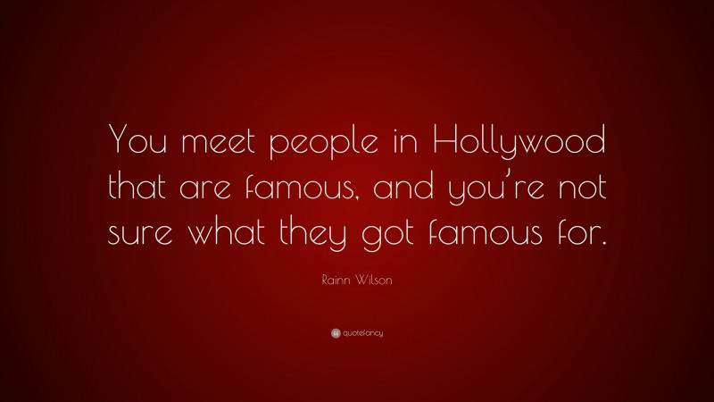 Rainn Wilson Quote: “You meet people in Hollywood that are famous, and you’re not sure what they got famous for.”