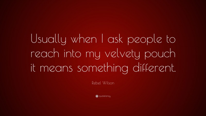 Rebel Wilson Quote: “Usually when I ask people to reach into my velvety pouch it means something different.”