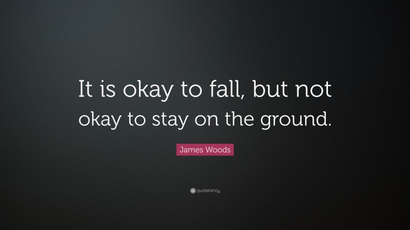 James Woods Quote: “It is okay to fall, but not okay to stay on the ground.”
