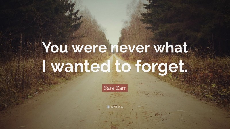 Sara Zarr Quote: “You were never what I wanted to forget.”