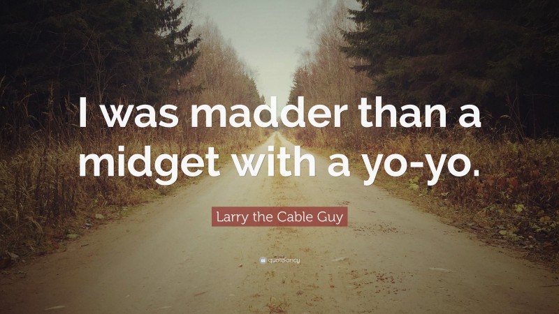 Larry the Cable Guy Quote: “I was madder than a midget with a yo-yo.”