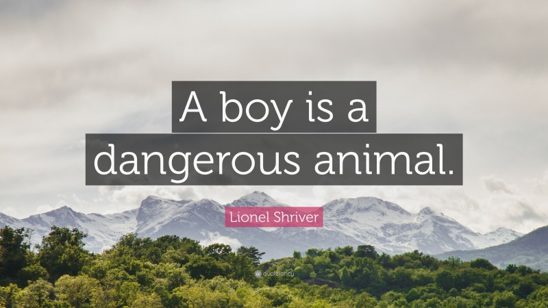 Lionel Shriver Quote: “A boy is a dangerous animal.”