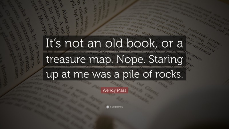 Wendy Mass Quote: “It’s not an old book, or a treasure map. Nope. Staring up at me was a pile of rocks.”