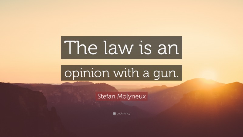 Stefan Molyneux Quote: “The law is an opinion with a gun.”