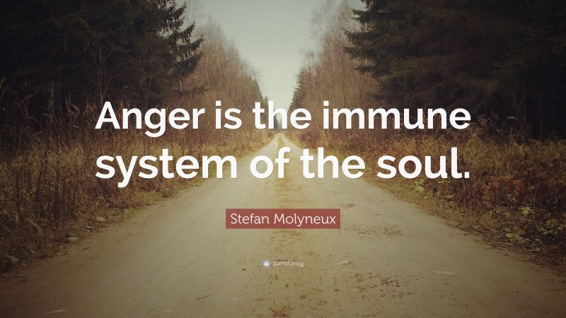 Stefan Molyneux Quote: “Anger is the immune system of the soul.”
