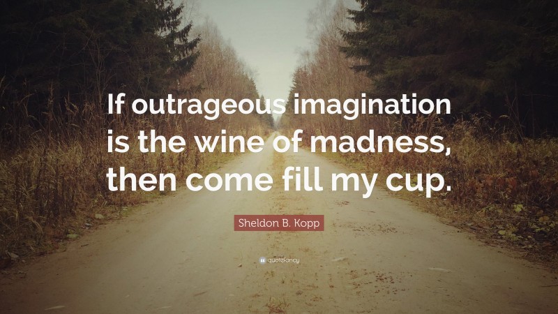 Sheldon B. Kopp Quote: “If outrageous imagination is the wine of madness, then come fill my cup.”