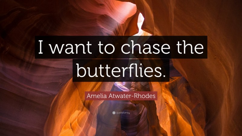 Amelia Atwater-Rhodes Quote: “I want to chase the butterflies.”