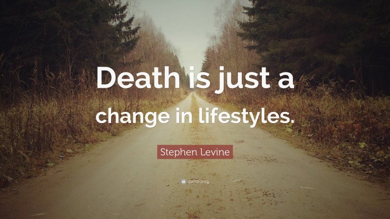Stephen Levine Quote: “Death is just a change in lifestyles.”